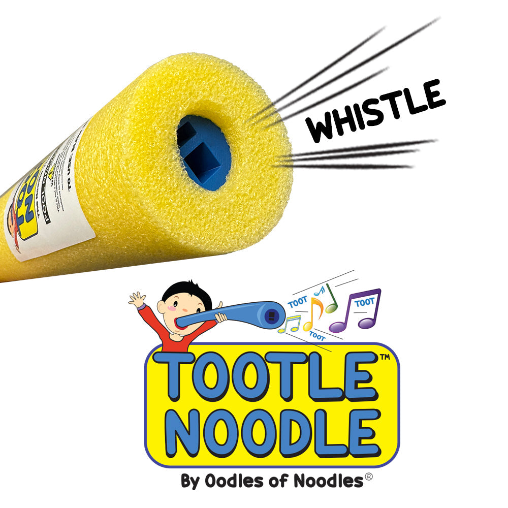 Tootle Noodle 5 Pack Foam Pool Noodles with Built-In Whistle Colorful, Buoyant, and Fun for Kids Water Play Pool Parties