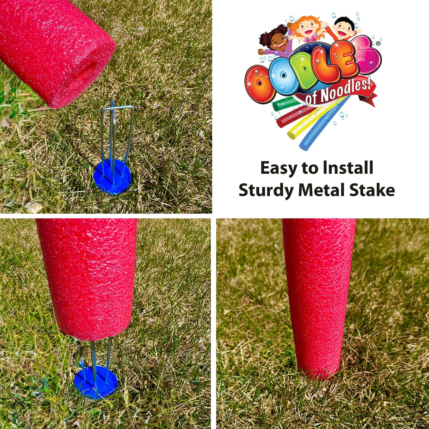Oodles of Noodles Noodle Ground Stakes For Obstacle Course, Sports Drills, Games, Build Poles and Hoops