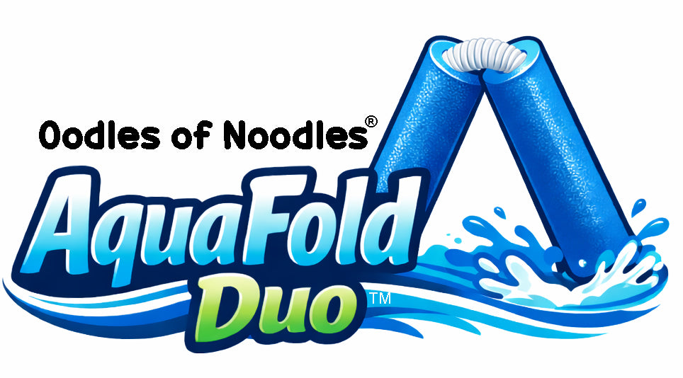 Oodles of Noodles® AquaFold Duo™ Foldable Pool Noodle – Jumbo 27” x 3.5” Foam Float with Flexible Tubing, Compact Folding Design for Easy Storage, Water Aerobics, Travel & Boating