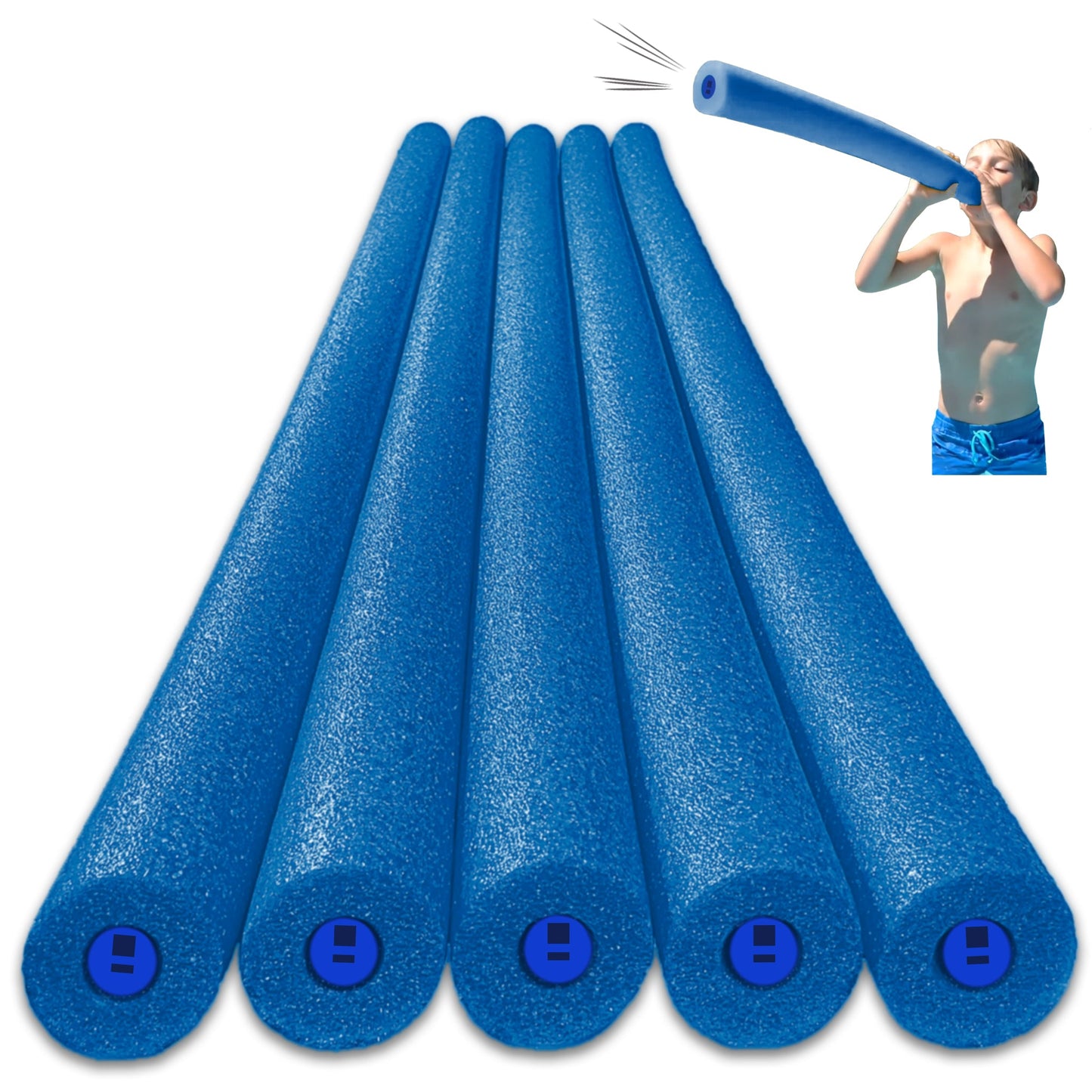 Tootle Noodle 5 Pack Foam Pool Noodles with Built-In Whistle Colorful, Buoyant, and Fun for Kids Water Play Pool Parties