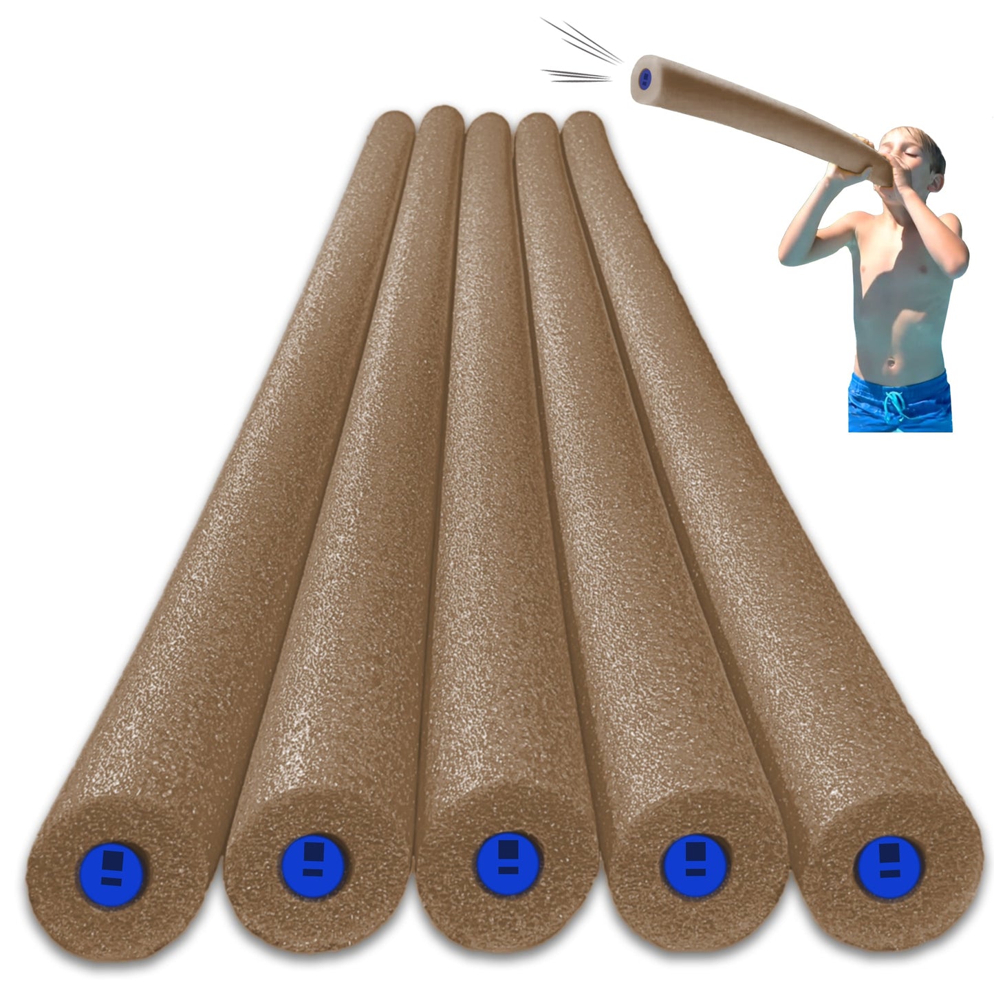 Tootle Noodle 5 Pack Foam Pool Noodles with Built-In Whistle Colorful, Buoyant, and Fun for Kids Water Play Pool Parties