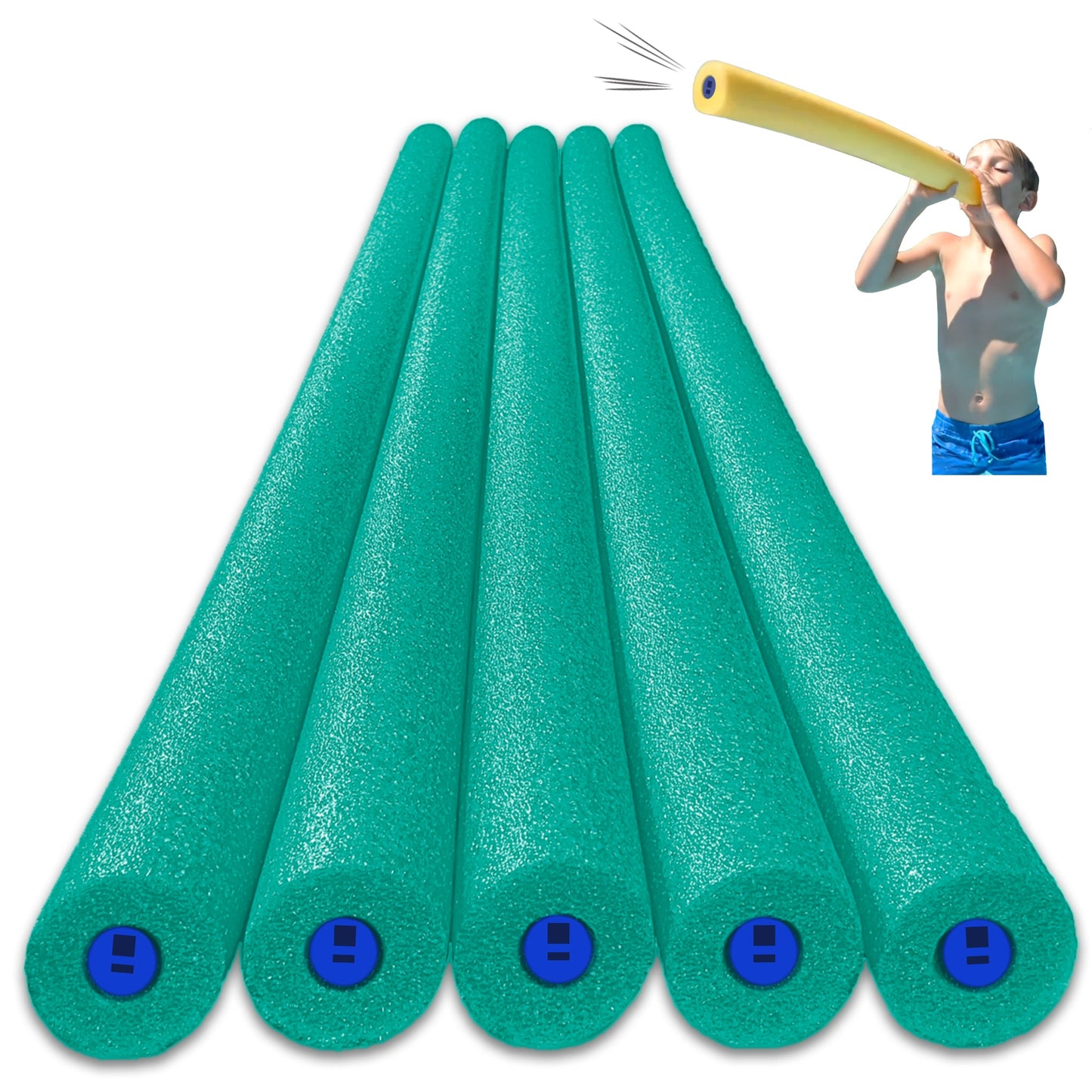 Tootle Noodle 5 Pack Foam Pool Noodles with Built-In Whistle Colorful, Buoyant, and Fun for Kids Water Play Pool Parties