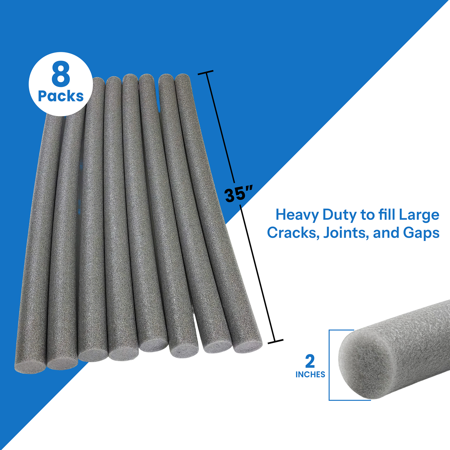 FILL-RITE Backer Rod Closed Cell (2" x 35") 24 Feet - Grey - 8 Pack