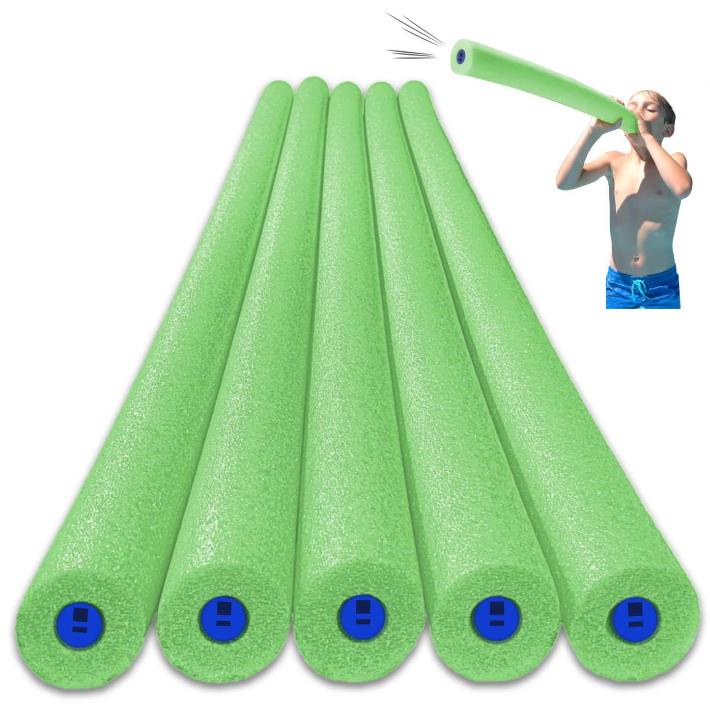 Tootle Noodle 5 Pack Foam Pool Noodles with Built-In Whistle Colorful, Buoyant, and Fun for Kids Water Play Pool Parties