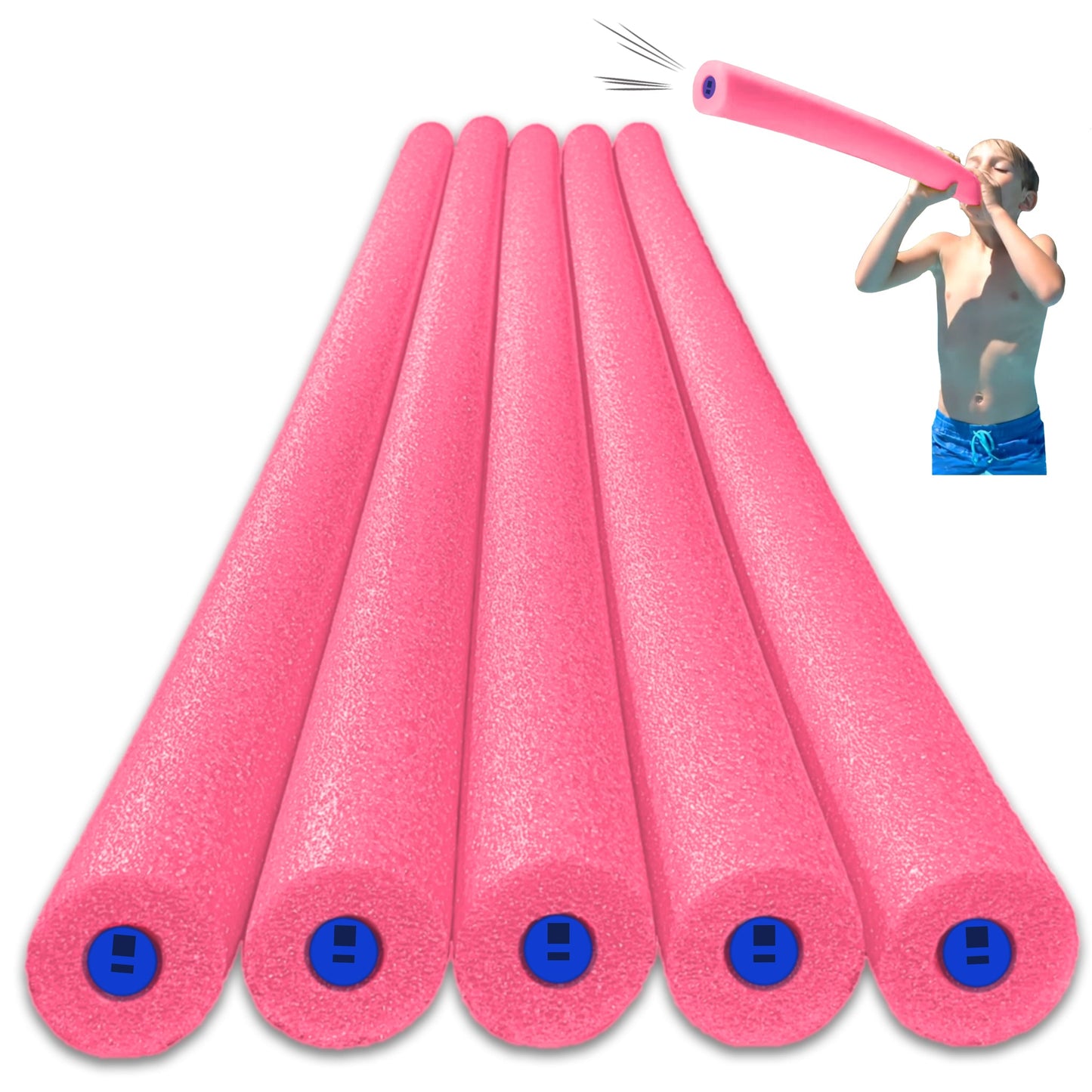 Tootle Noodle 5 Pack Foam Pool Noodles with Built-In Whistle Colorful, Buoyant, and Fun for Kids Water Play Pool Parties