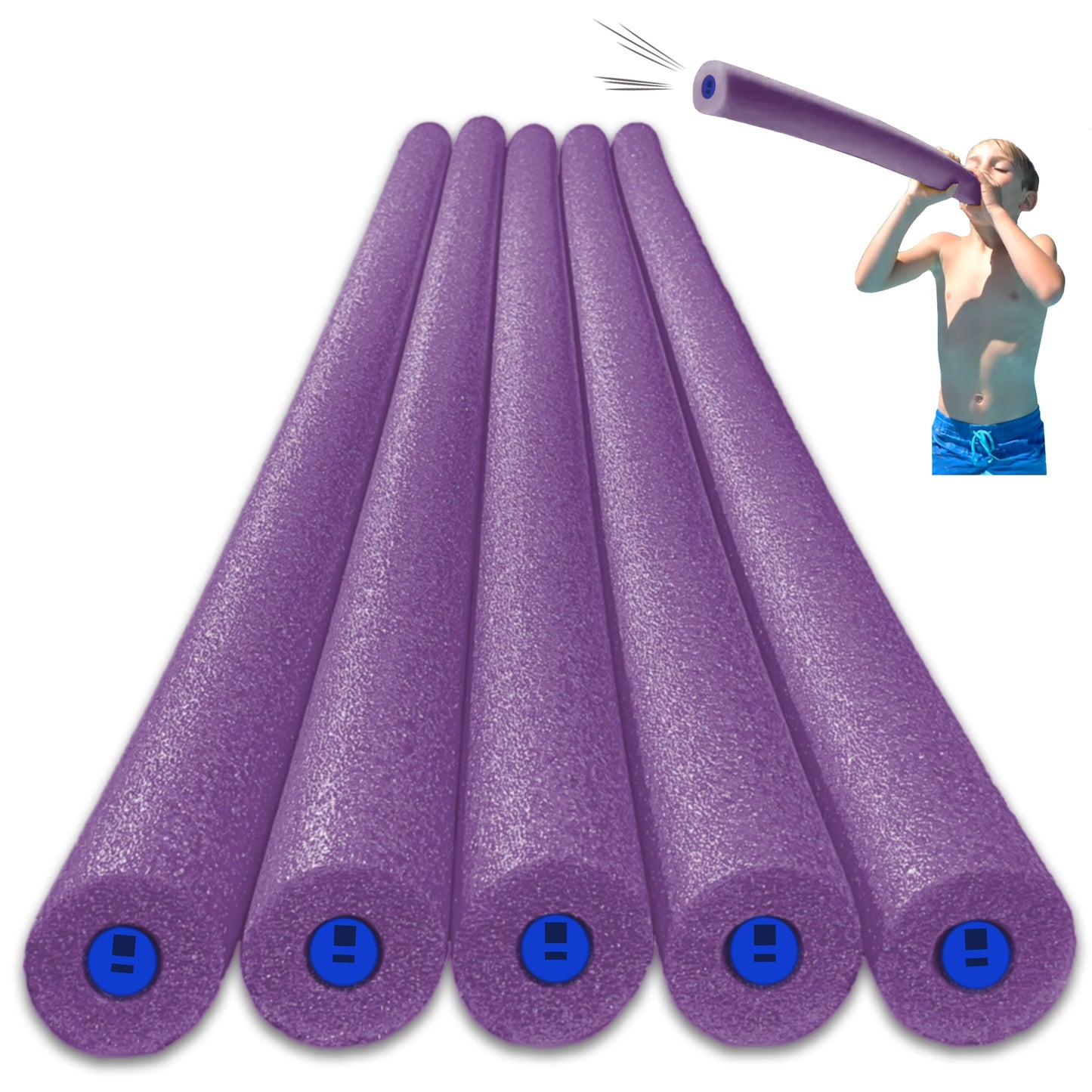 Tootle Noodle 5 Pack Foam Pool Noodles with Built-In Whistle Colorful, Buoyant, and Fun for Kids Water Play Pool Parties