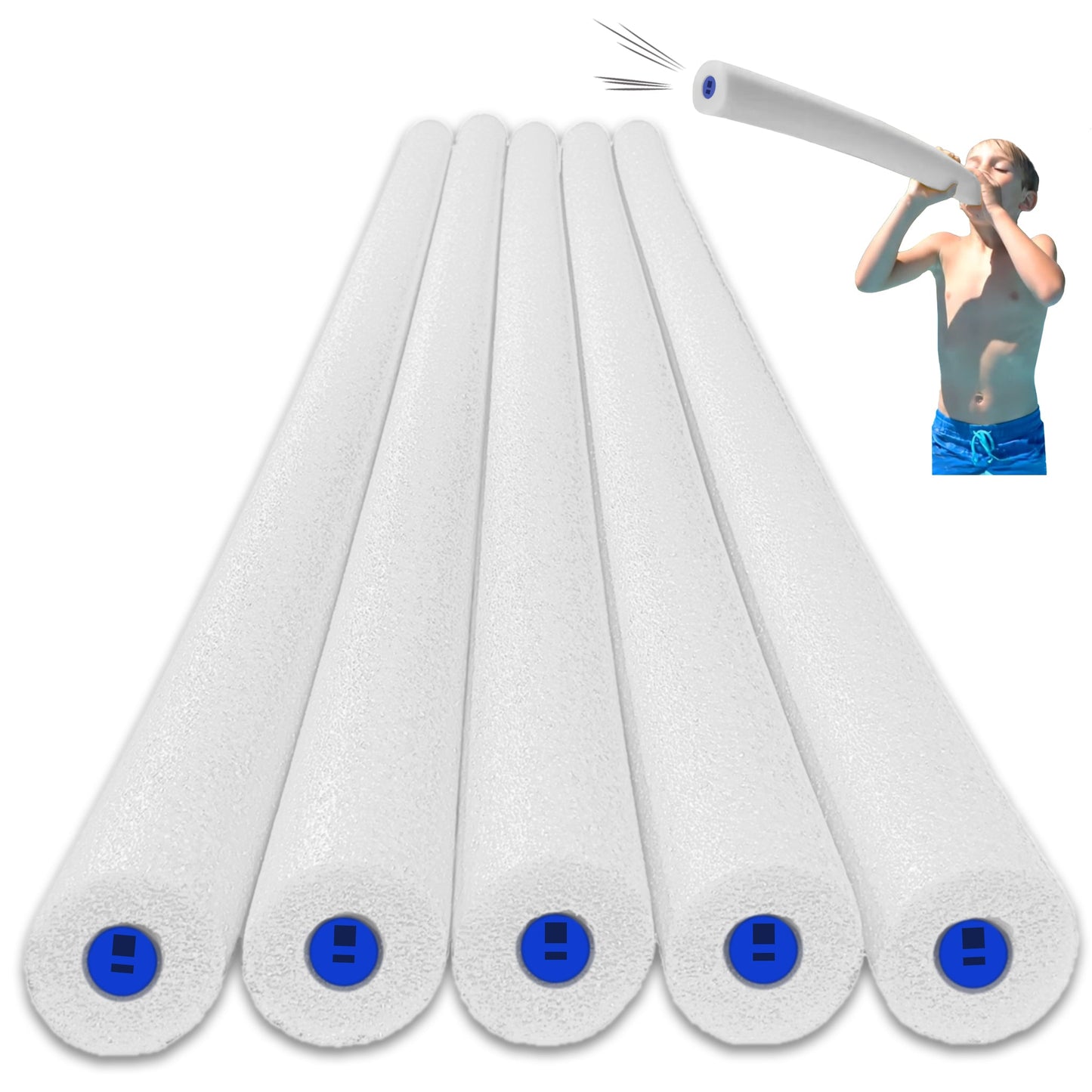 Tootle Noodle 5 Pack Foam Pool Noodles with Built-In Whistle Colorful, Buoyant, and Fun for Kids Water Play Pool Parties