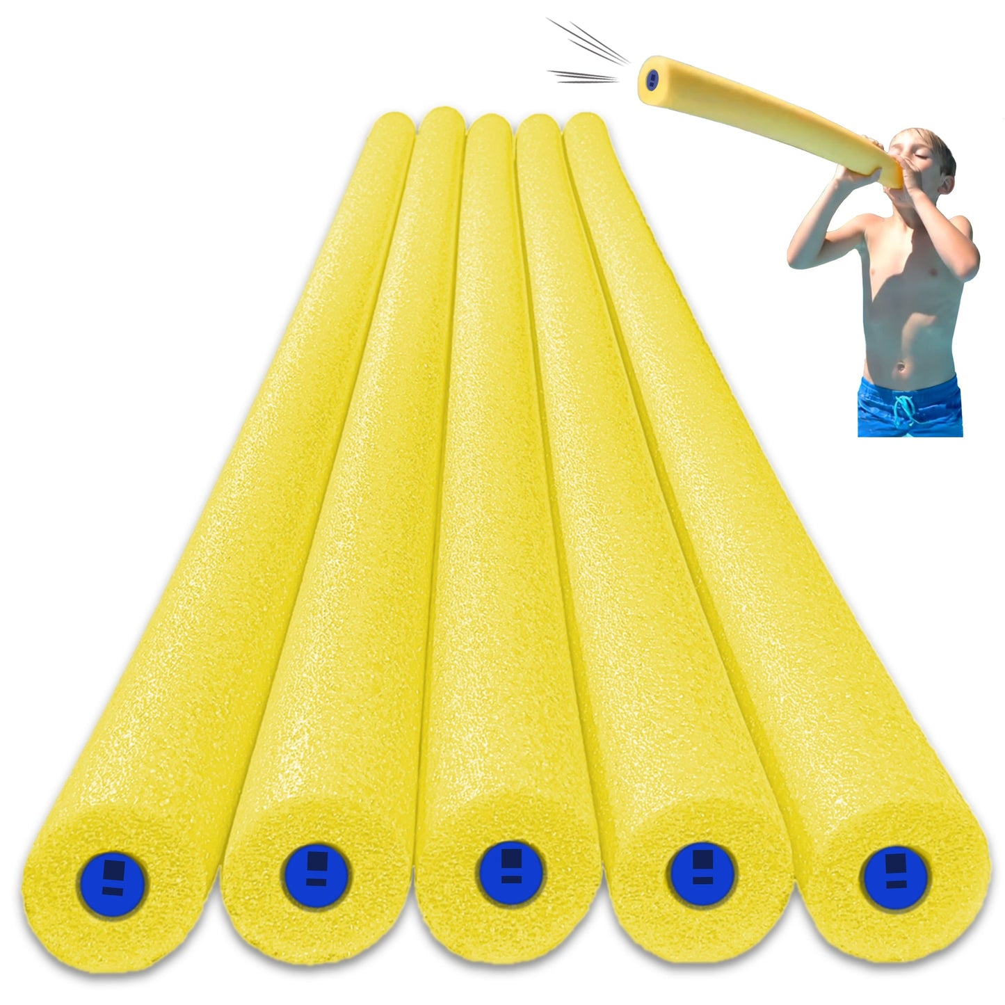 Tootle Noodle 5 Pack Foam Pool Noodles with Built-In Whistle Colorful, Buoyant, and Fun for Kids Water Play Pool Parties