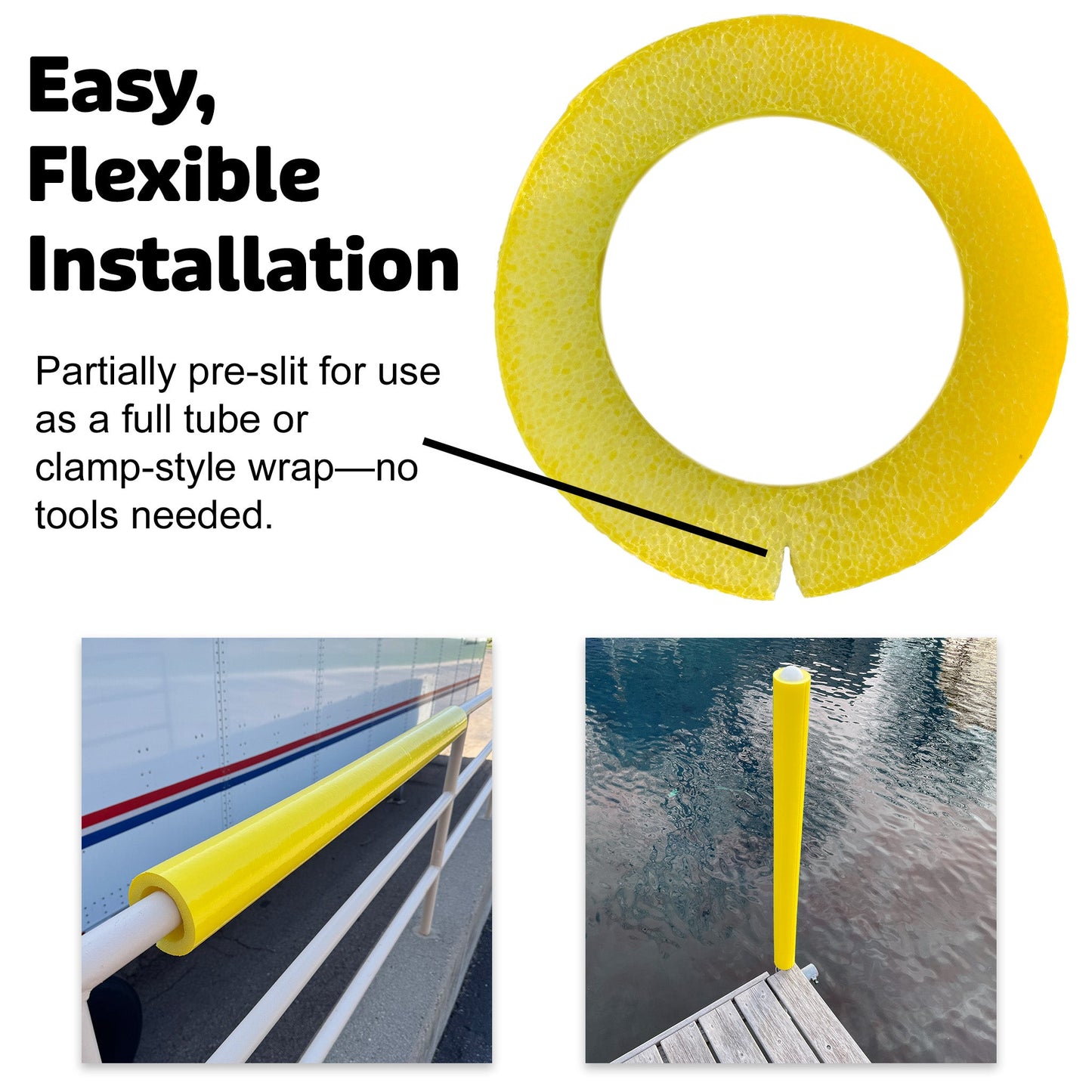 Oodles of Noodles Tough Skin Foam Clamp Padding, 48 inch x 3.25 inch Foam - Multipurpose Partial Slit Tube, Long Lasting Indoor and Outdoor Protection