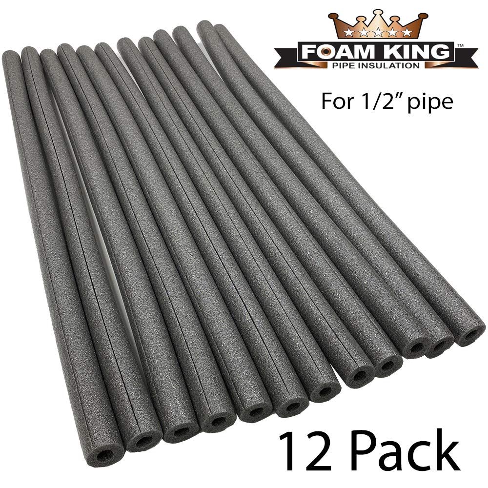 Foam King Insulating Foam Copper Pipe Covers for 1/2 pipe. 3 ft length. Fire Retardant, Black Finish