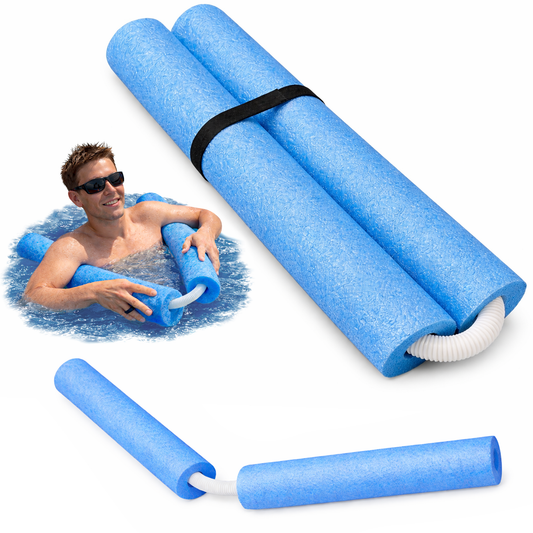 Oodles of Noodles® AquaFold Duo™ Foldable Pool Noodle – Jumbo 27” x 3.5” Foam Float with Flexible Tubing, Compact Folding Design for Easy Storage, Water Aerobics, Travel & Boating
