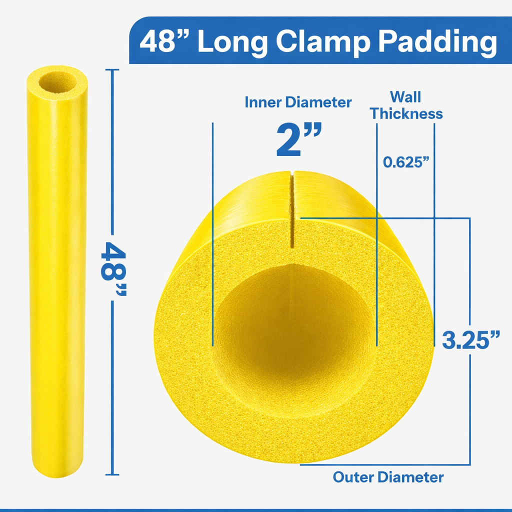 Oodles of Noodles Tough Skin Foam Clamp Padding, 48 inch x 3.25 inch Foam - Multipurpose Partial Slit Tube, Long Lasting Indoor and Outdoor Protection
