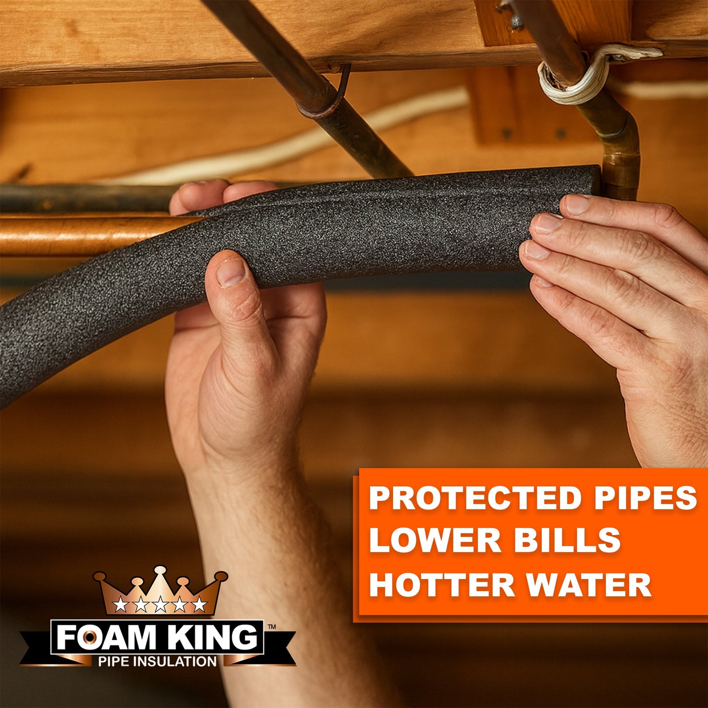 4 Pack Foam King Insulating Foam Copper Pipe Covers - Select Your Size