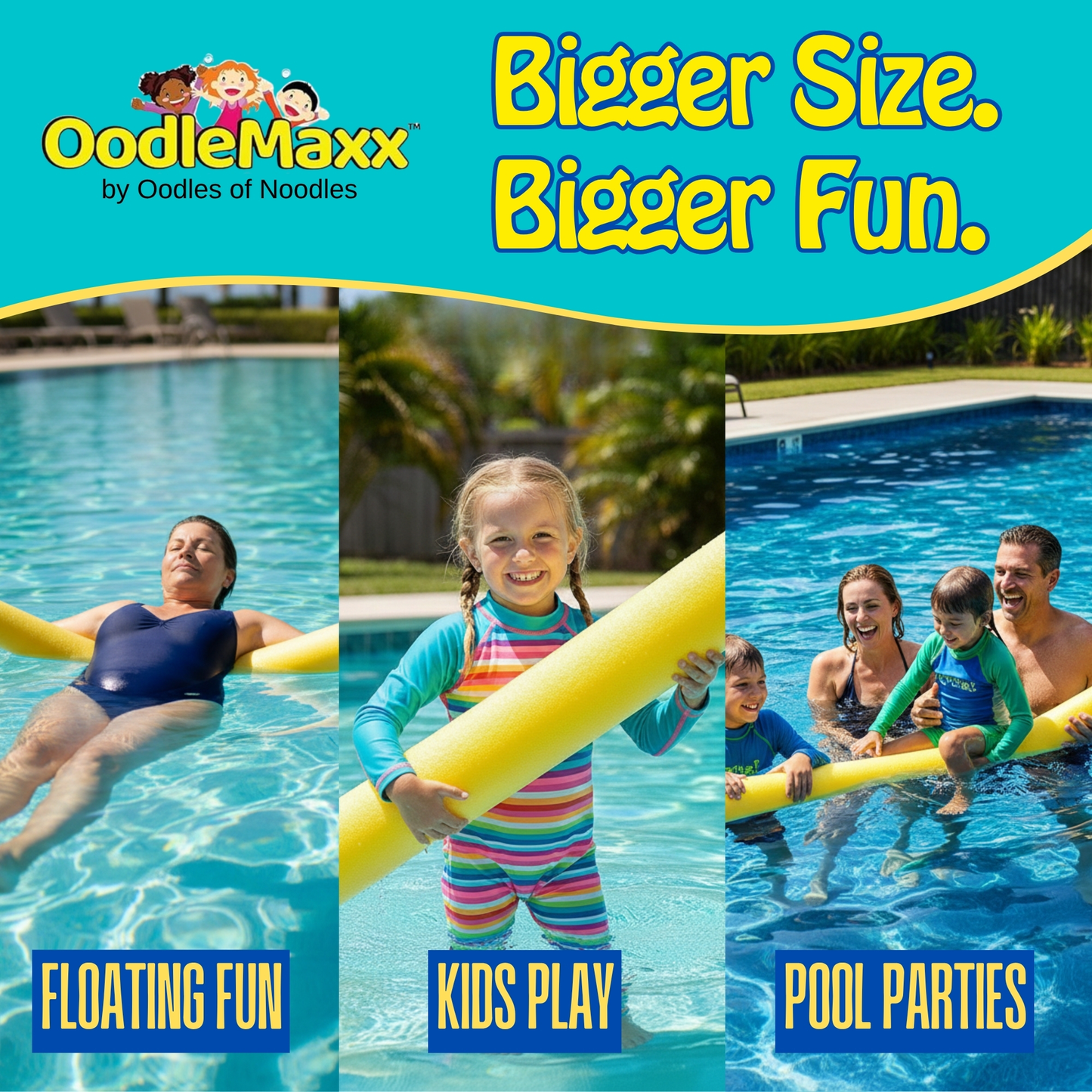 OodleMaxx Giant Pool Noodle Blue- 1, 3, 12 Count Packs