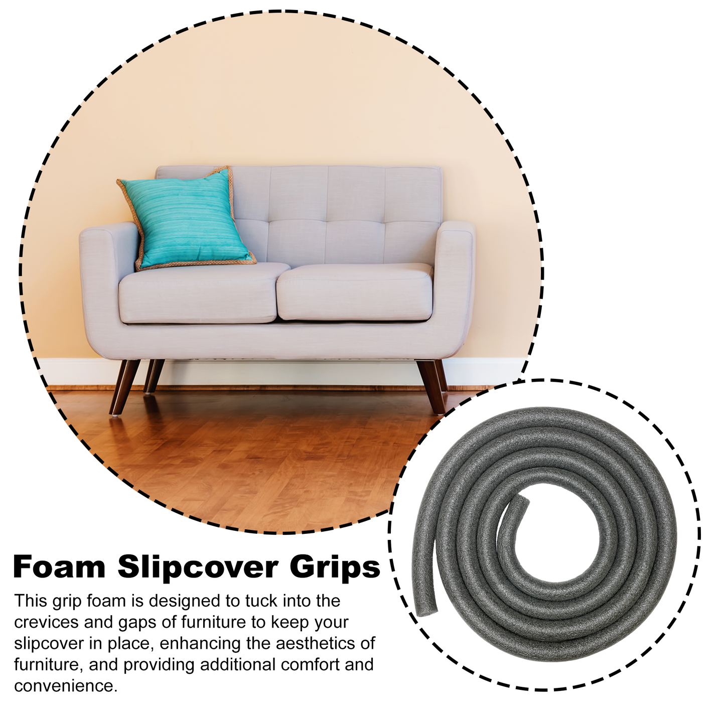 12ft Sofa Slipcover Tuck Grip Rope Non Slip Foam Couch Cushion Cover Grip for Furniture