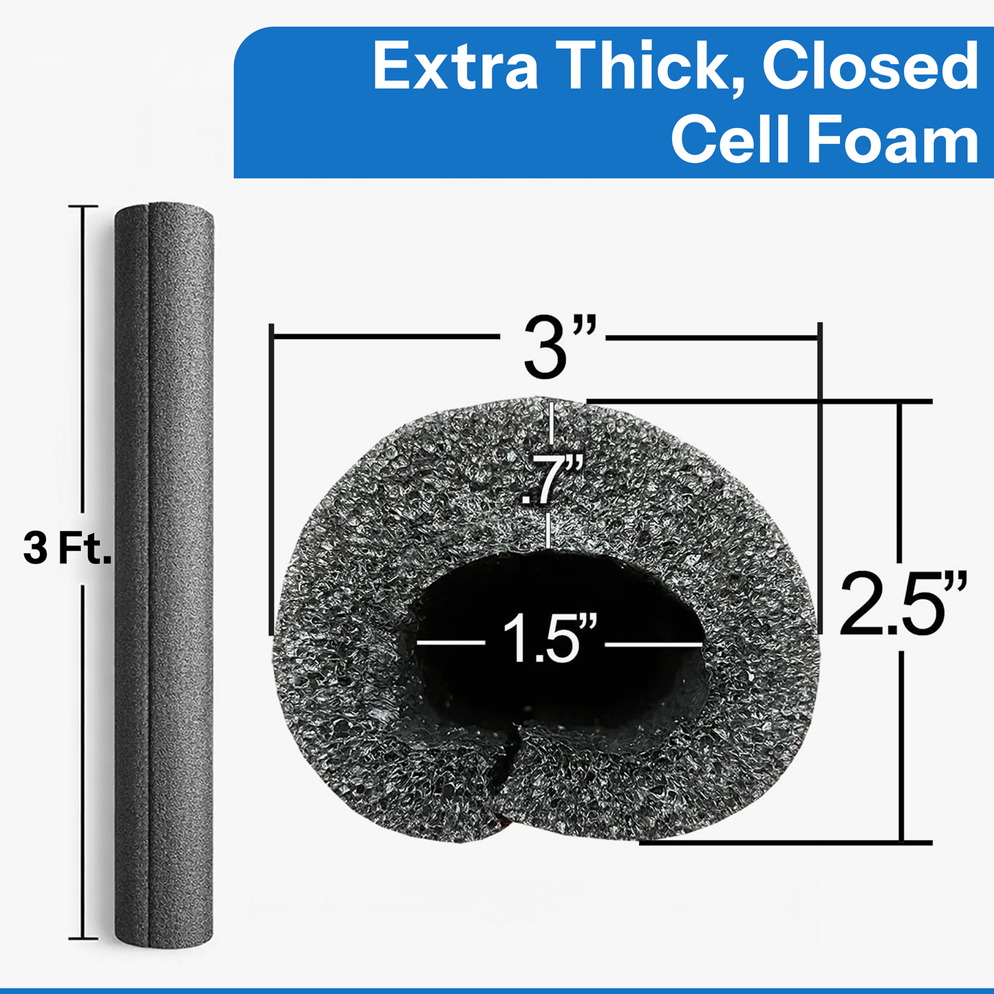 3 Foot Black Roll Bar Padding 2 Pack - Fire Retardant