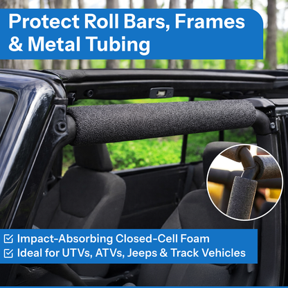 3 Foot Black Roll Bar Padding 2 Pack - Fire Retardant
