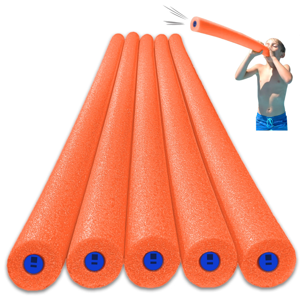 Tootle Noodle 5 Pack Foam Pool Noodles with Built-In Whistle Colorful,