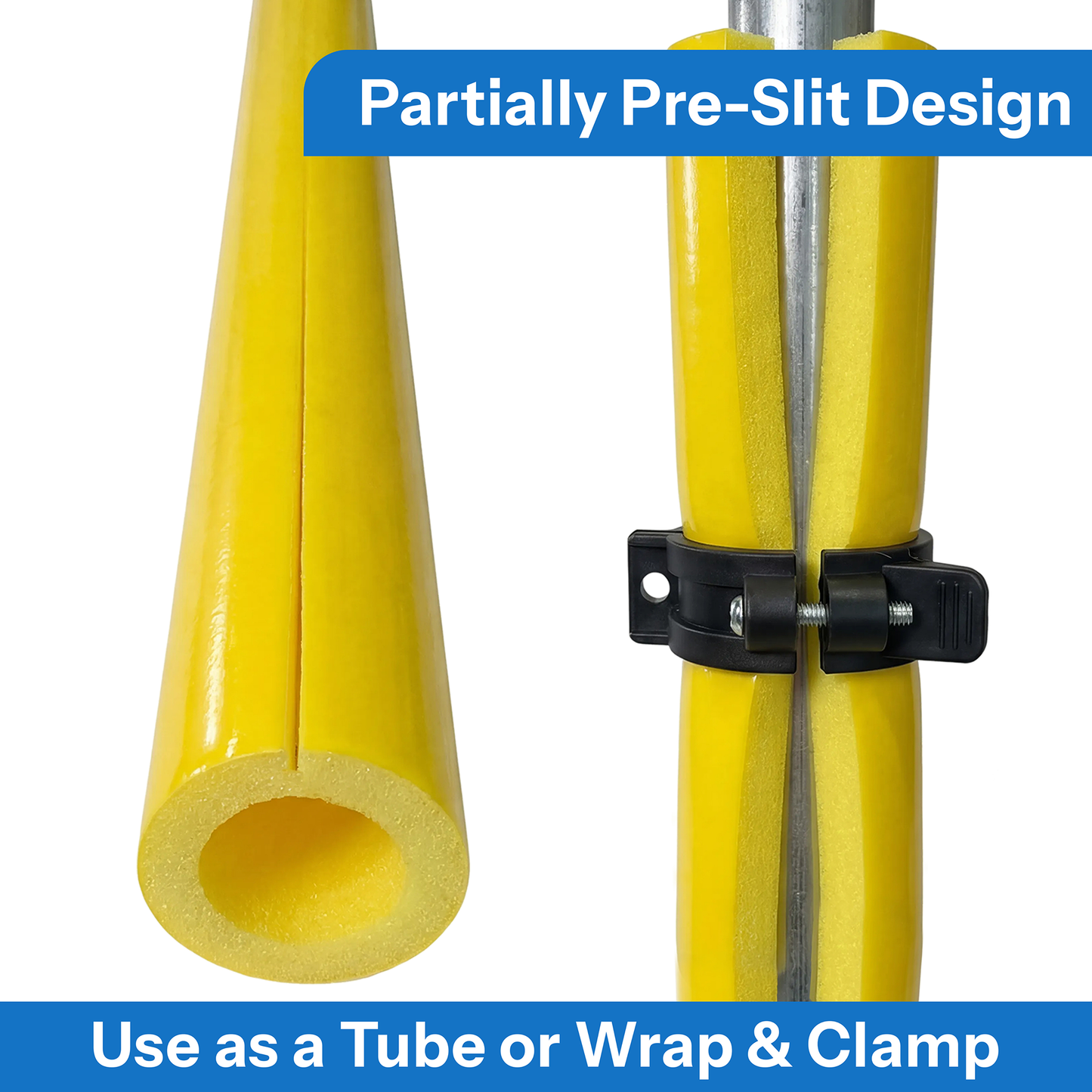 Oodles of Noodles Tough Skin Foam Clamp Padding, 48 inch x 3.25 inch Foam - Multipurpose Partial Slit Tube, Long Lasting Indoor and Outdoor Protection