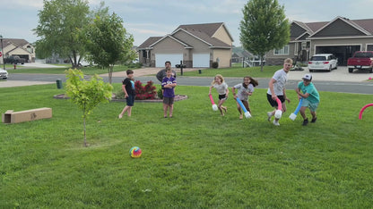 Oodles of Noodles Foam Giggle Ball Game with Noodle Hoops and Mallets for Outdoor Fun