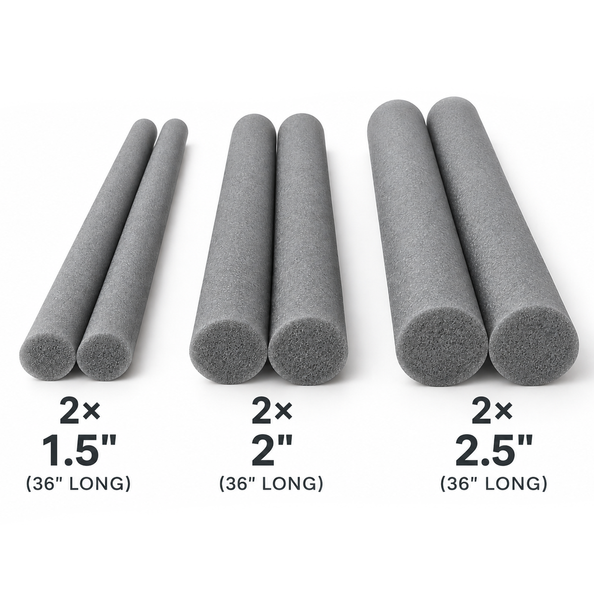 Assorted Size Foam Backer Rod – 6 Pack | 1.5”, 2”, and 2.5” Diameters | 35” Length
