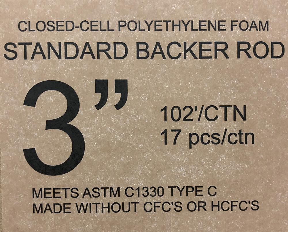 4 inch Standard Closed Cell Foam Backer Rod 54 LF per box- Joint Filler