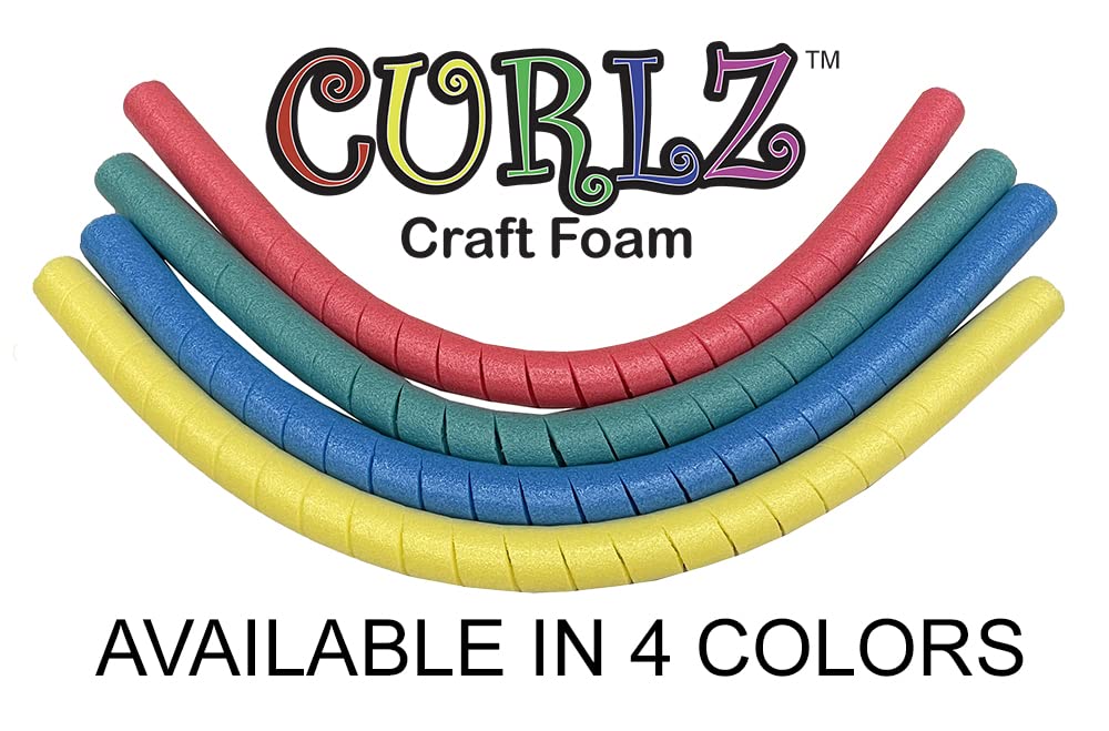 Oodles of Noodles 4 Pack Curlz Craft Foam for Crafts and Projects - 50 inch Pre-Cut Spiral Blue