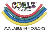 4 Pack Curlz Craft Foam for Crafts and Projects - 50-inch pre-cut Spiral. Red, Blue, Yellow, Green